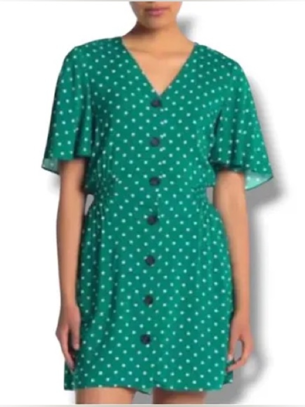 Abound Green Polka Dot Button-Down Midi Dress size small